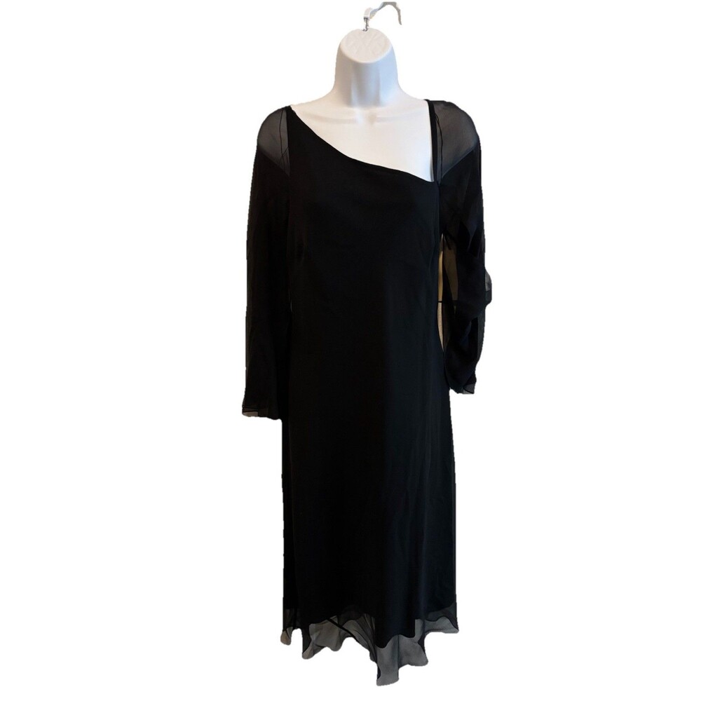 NWT $138 Maggy London Pure Silk Flutter Sleeve Party Dress - Size 12‎